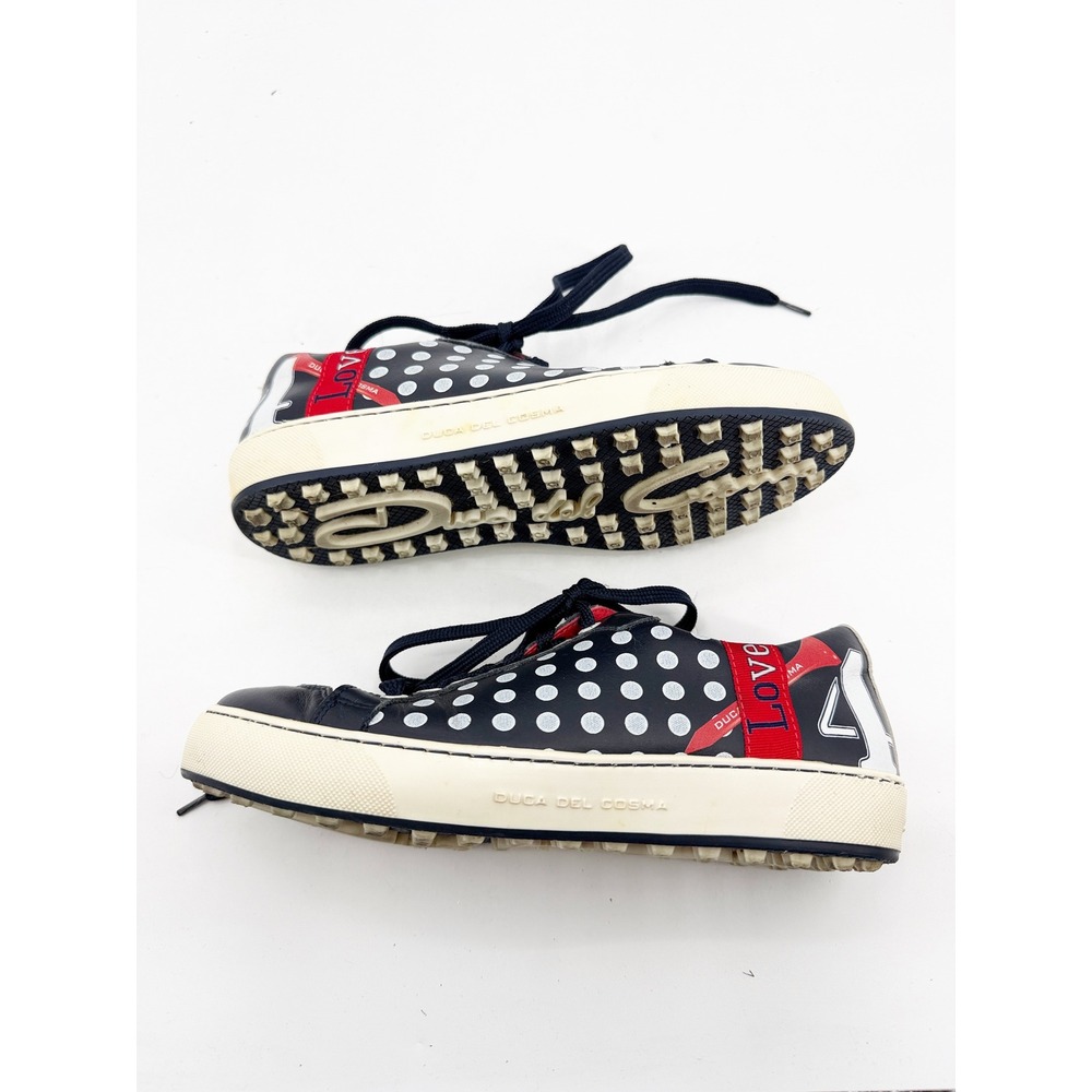 Duca del Cosma Esti Womens Golf Shoes Navy Blue Polka Dot Love Sneakers size 7 - Picture 15 of 15